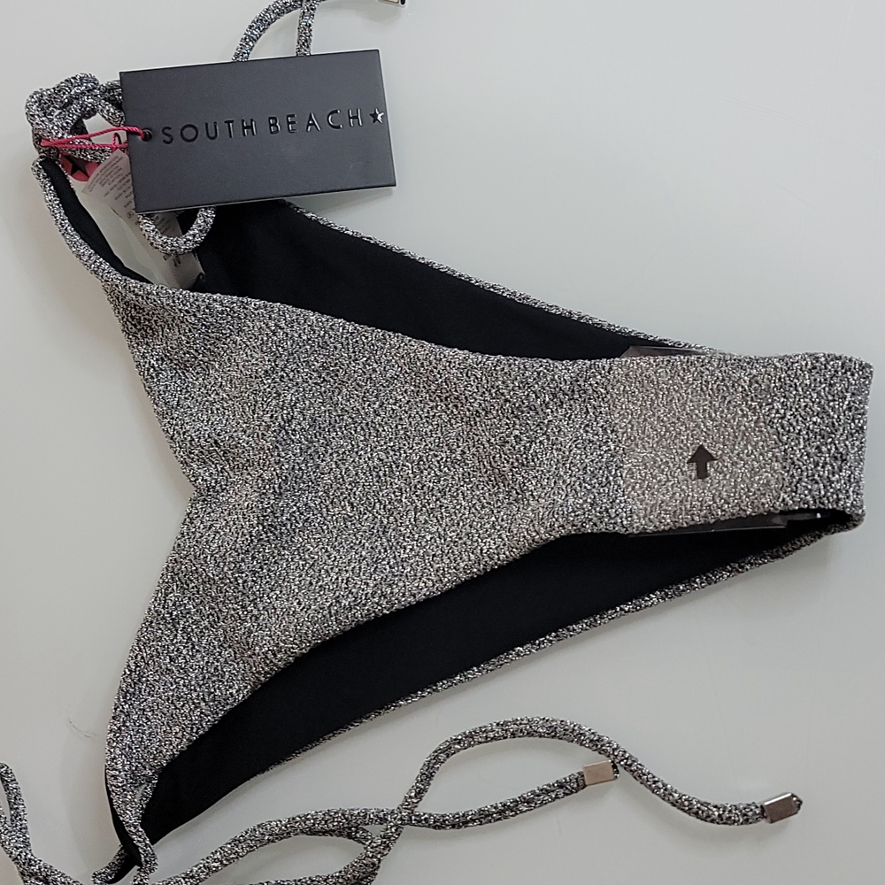 South Beach Black and Gray Bikini Top